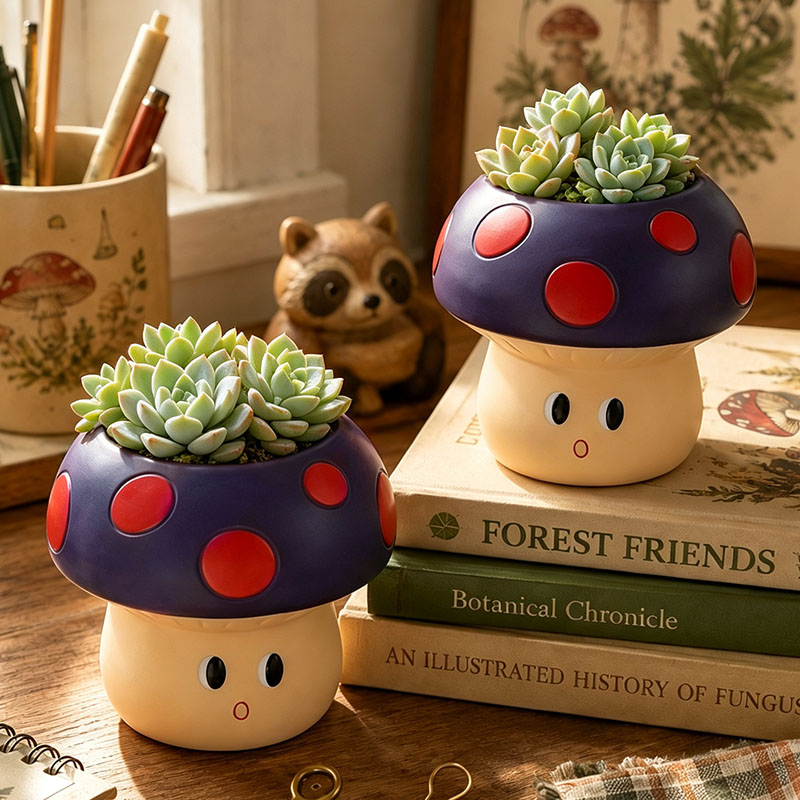 Cute Cartoon Mushroom Resin Su - đánh giá và giá Echeveria Succulent