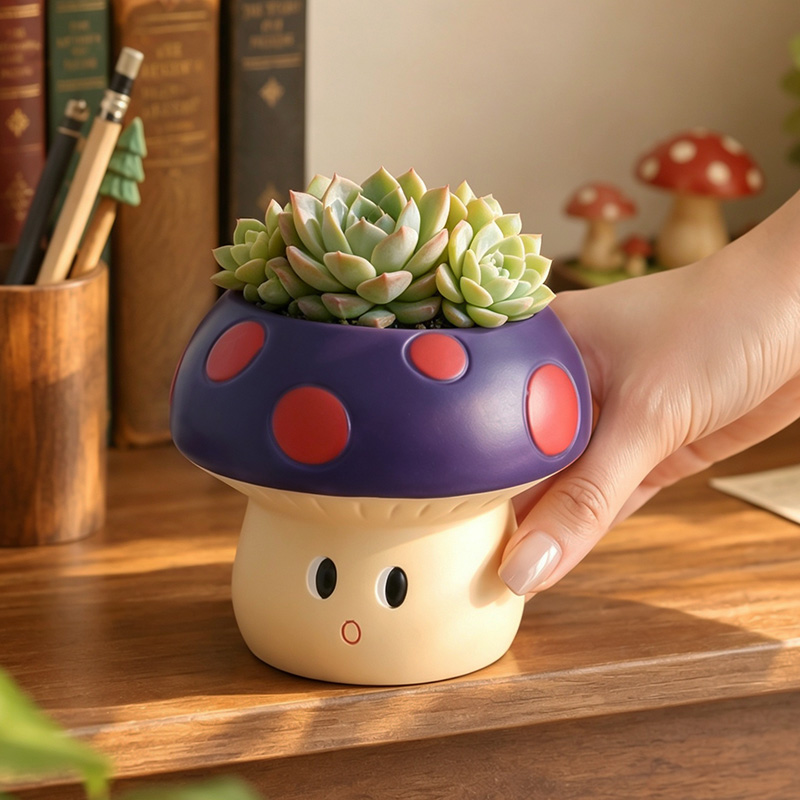 Cute Cartoon Mushroom Resin Su - đánh giá và giá Echeveria Succulent